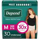 Depend Fresh Protection Adult Diapers, Incontinence & Postpartum Bladder Leak Underwear for Women, Disposable, Maximum, Medium, Blush, 30 Count