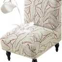 Armless Accent Chair Cover Stretch Jacquard Accent Chair Slipcover for Slipper Chair Without Arms Printed Armless Chair Furniture Protector Covers for Living Dining Room Hotel Red