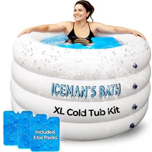 IceMan's X-Large Portable Ice Bath Tub for Adults and Athletes | Cold Plunge With 3 Extra-Large Ice Packs | Easy Setup for Home Use