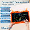 Gosizos Writing Tablet, Erasable Reusable Electronic LCD Drawing Pad, 13.5 Inch Colorful Doodle Board f (Orange)