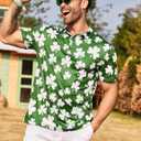 Mens Polo Shirts Short Sleeve Print Golf Shirts Gifts for Men (Green, M)