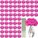Yunsailing 100 Pcs Artificial Hydrangea Flowers Hydrangea Flower Heads with Stems Silk Faux Hydrangea Flowers for Wedding Centerpiece Fake Bouquet Home Indoor Garden Party Decoration (Pink Purple)