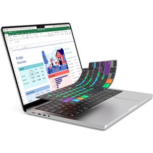 JCPal Microsoft Excel Shortcut Guide Keyboard Cover for Apple MacBook Pro 14 inch and MacBook Pro 16 inch (M1-M4 Models) and MacBook Air 13 inch and MacBook Air 15 inch (M2-M4 Models) (US-Layout)
