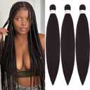 Braiding Hair Pre Stretched for Women Hair Extensions Box Braids Soft Synthetic Knotless Yaki Texture Hot Water Setting Braid Black (30inch 3Packs) 