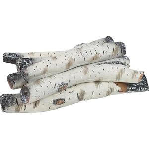 Small Gas Fireplace Logs, Ceramic White Birch Wood Gas Logs Indoor Insert, Vented, Propan, Electric Gas Fireplace, Linear Fire Pits Ceramic Fiber Outdoor Gas Fireplace Fire Pit, 6pcs Logs Decor