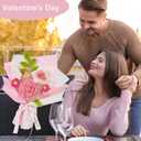 Crochet Flower Bouquet, Handmade Crochet Flowers Bouquet for Anniversary, Mother's Day, Valentine's Day, Graduation, Christmas, Birthday Gift for Women Wife Lover (Include Card) Pink