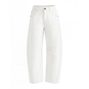 ZESICA Womens Barrel Jeans for Women Trendy 2026 High Waisted Wide Leg Stretchy Baggy Ankle Denim Pants with Pockets,White,XX-Large