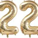 22 Birthday Balloon Number, 40 Inch Light Gold Number 22 Balloon, Foil Large Digital Birthday Balloons, Champagne Gold 22th 12th Birthday Party Decorations Supplies 22th Birthday Decorations