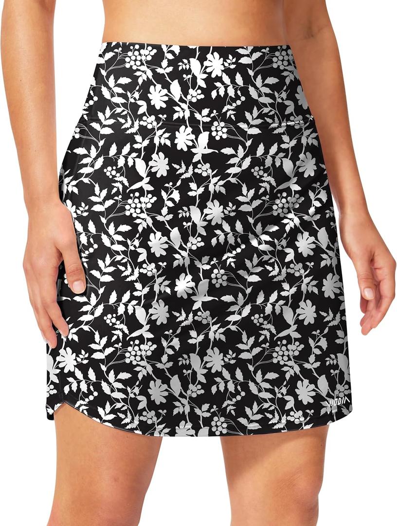 Viodia Women's 18"/20" Long Swim Skirt High Waisted Modest Swimsuits Skirt Bathing Suit Tummy Control Swim Bottoms (Black, L)