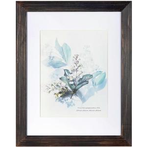 KAIWIN 100% Solid Wood Coffee 11x14 Picture Frame 1 Pack - Display Picture 8x10 with Mat, HD Plexiglass Inside, Rustic Wooden Photo Frames for Wall Mounting