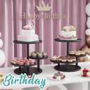Cupcake Stand, 4 Tier Round Bamboo Wood Black Cupcake Tower Stand for 50 Cupcakes, Tiered Serving Trays, Wood Cake and Cupcake Stand (Black_Bamboo)