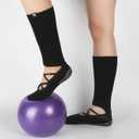 Pilates Socks with Grips for Women, Long Scrunch Slouch Slouchy Yoga Socks for Barre Workout (Black)