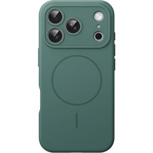 JETech Magnetic Silicone Case for iPhone 17 Pro Max, Compatible with MagSafe, Silky Soft Touch, Shock Absorbing Phone Cover with Camera Lens Protection (Midnight Green)