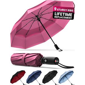 REPEL Windproof Travel Umbrella - Compact & Withstands Winds up to 85MPH , Strongest Premium Auto Folding Umbrella for Rain and Sun - Durable, Light & Portable for Women & Men , Fits Backpack & Cars (Pink) REPEL Windproof Travel Umbrella - Compact & Withstands Winds up to 85MPH , Strongest Premium Auto Folding Umbrella for Rain and Sun - Durable, Light & Portable for Women & Men , Fits Backpack & Cars (Pink)