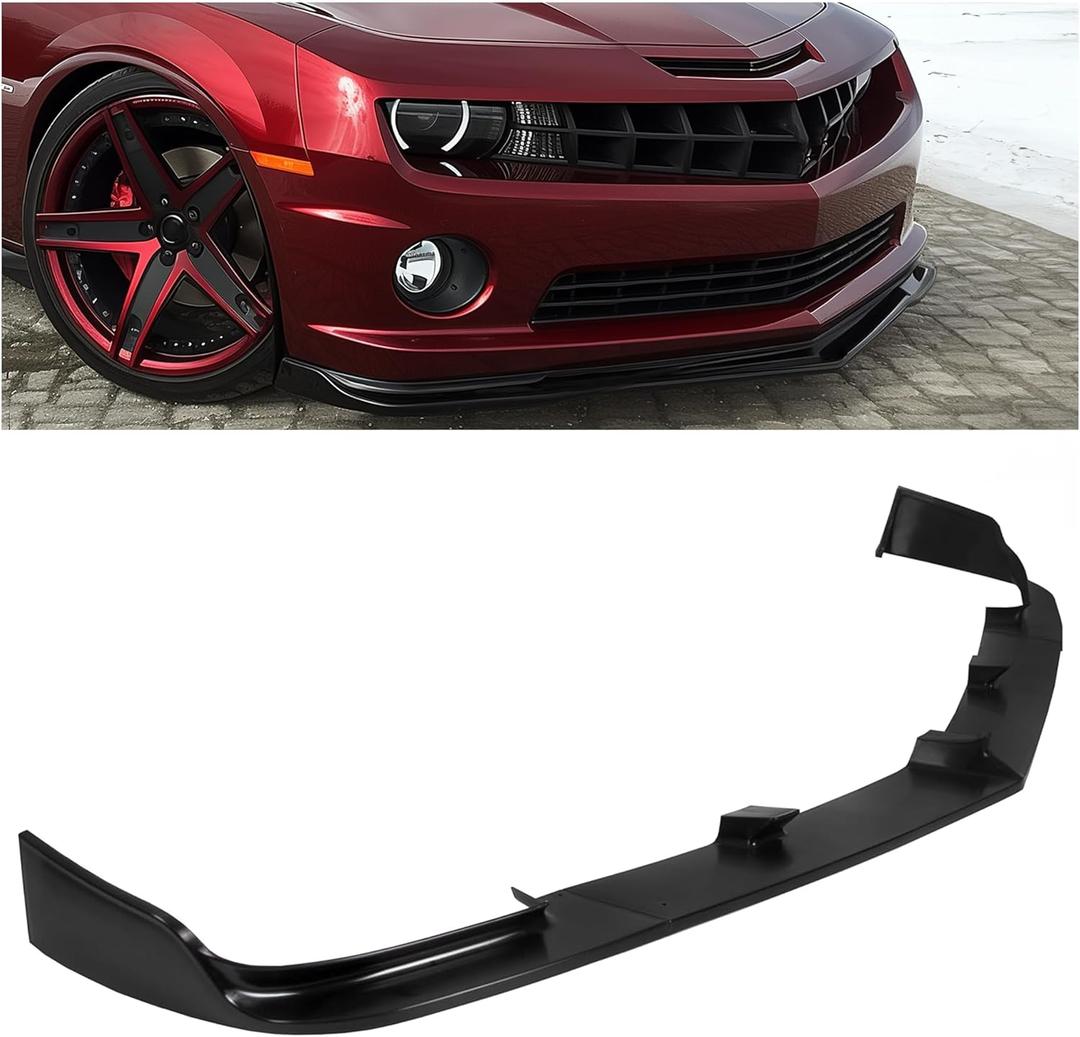 HECASA 3Pcs Front Bumper Lip Compatible with 2010-2013 Chevy/Chevrolet Camaro V8 SS Under Chin Spoiler Splitter Bumper Air Dams Valance Diffuser Protector Body Kit Plastic Black