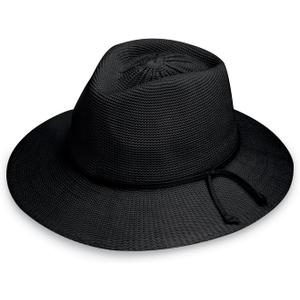 Wallaroo Hat Company Womens Victoria Fedora  UPF 50+ UV Protection, Wide Brim, Medium Size, Packable & Adjustable Sun Hat (Black)