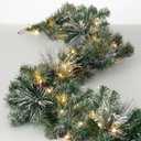 Sullivans 9' Prelit Christmas Garland, Christmas Decor, Garland Christmas Decorations, Artificial Flocked Pine Garland For Mantle with Lights, Pinecones, Battery Timer, and Gold Accents, Holiday Decor