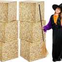Halloween Witch Theme Set 3 Hay Bales Paper Boxes 1 Witch Hat with 1 Plastic Witches Brooms for Witches Party Photo Booth Props Halloween Trunk Decoration