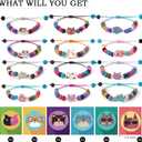 12pcs Volcanic Stone Beaded Cat Bracelets for Girls Kids Women, Cute Animal Cat Charms Adjustable Bracelets, Cat Party Favors Goodie Bag Stuffers Classroom Rewards Girls Play Jewelry Gift
