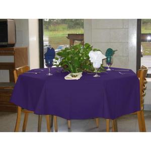 TCMP54RPUR Round Tablecloth, 54" Diameter, Hemmed Edge, 100% Polyester, Durable Round Fabric Table Cover, Made in USA, Purple, 1 Each