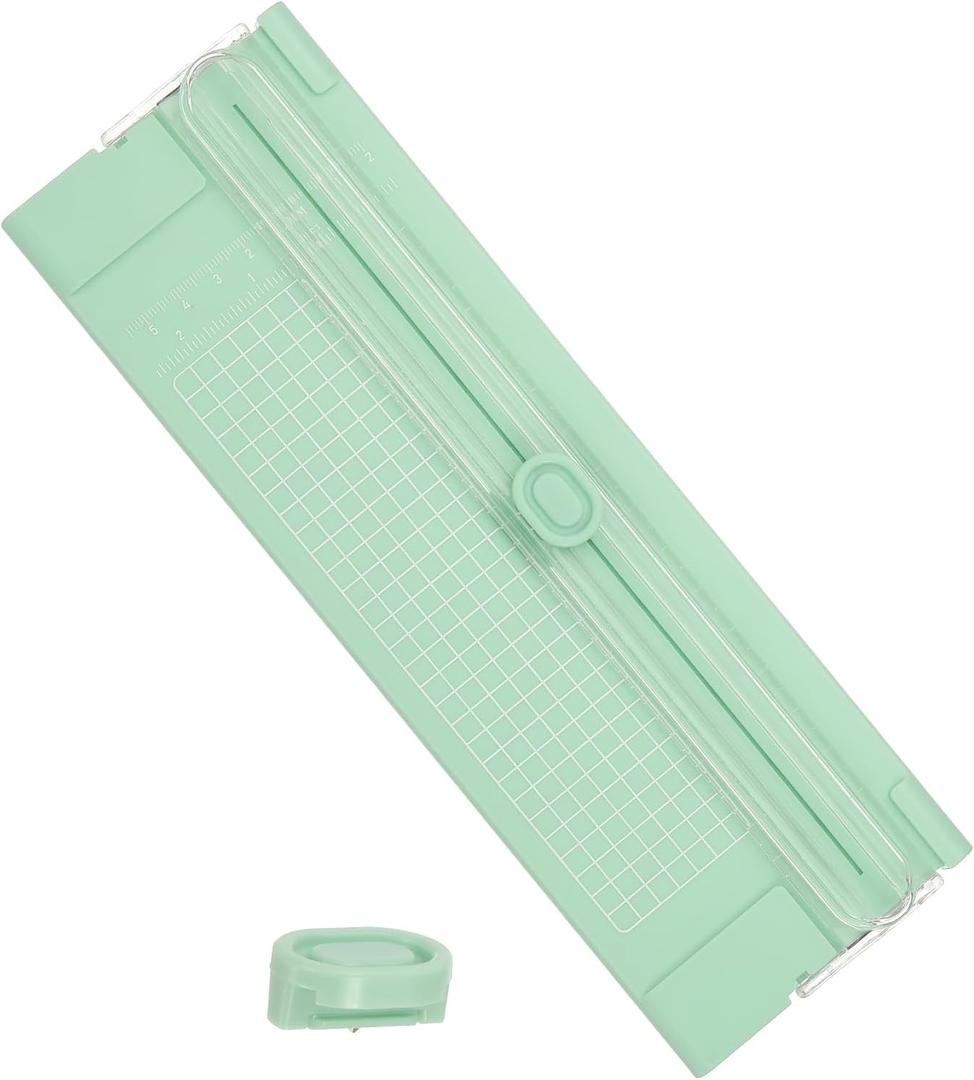 PATIKIL Paper Cutter Trimmer, A4 Straight Small Portable Paper Slide Paper Slicer with Safe-Guard for Craft Cardstock Label Card, Scrapbook Photo, Green, with 1 Blade