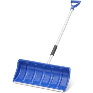 MoNiBloom Snow Shovel with 21.5 Inch Blade, 54" Long Snow Removal with D-Grip Handle for Sideway and Driveway, Blue