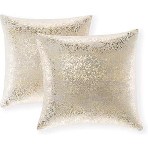 Set of 2 Throw Pillow Covers, Cushion Cases, Decorative Square Pillow Case Slipover Pillowslip for Home Sofa Couch Chair Back Seat Bedroom Car, Invisible Zipper, 22 x22 Inch (Bronzing- Light Gray)