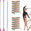 3 Twirling Batons and 2 Dance Set, Stainless Steel Center Balanced Baton for Rhythmic Gymnastics, Marching Band, Color Guard & Spinning Training