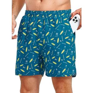 NORTHYARD Mens Swim Trunks 5" Beach Swim Shorts Quick Dry Bathing Suit with Mesh Liner Packable, Blue Surfboard, M