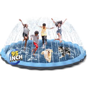 Non-Slip Splash Pad for Kids and Dogs, Hyperzoo 95" Extra Large Sprinkler Splash Pad for Kids Ages 4-8, Thickened Sprinkler Play Mat Backyard Summer Outdoor Water Toy for 3 Age+ Toddlers Boys Girls