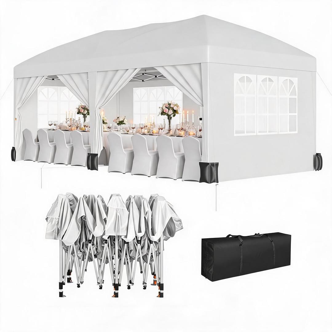 Garvee 10x20 FT Pop Up Canopy Party Tent Heavy Duty Outdoor, White