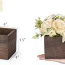 Dahey Small Flower Centerpieces for Tables Set of 3 Artificial Flowers with Wooden Vase Farmhouse Table Decor for Dinning Living Room Kitchen Wedding Party Office Home Decoration