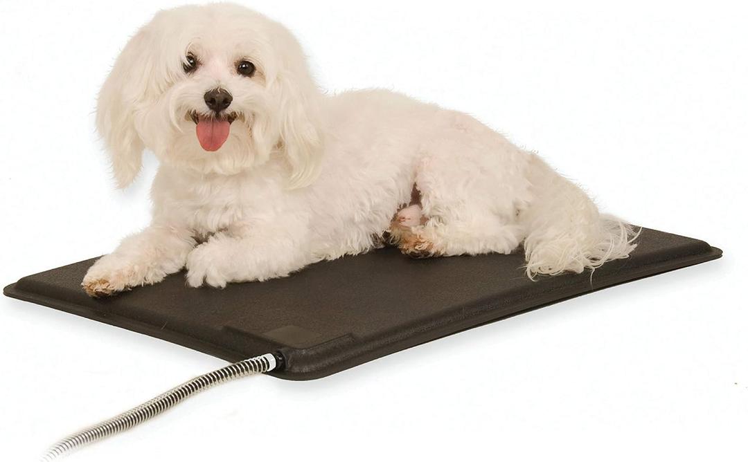 K&H Pet Products Lectro-Kennel Heated Outdoor Dog Pad, Durable Rigid ABS Plastic Waterproof Heated Pad for Dog & Cat Houses Outdoor, Washable Cover, Safety Listed - Small 18.5 X 12.5in Black 40W