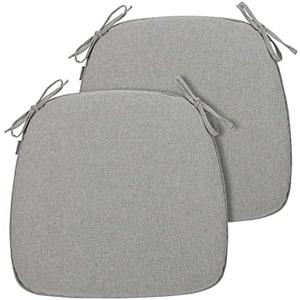 Magpie Fabrics 17"x16"x2" U-Shape Chair Cushions with Ties 2 Count, Outdoor Indoor Waterproof All Weather Seat Pads Decoration for Patio Garden Dining Office - Warm Gray