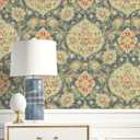 Surface Style - Caspian Rug-Inspired Peel and Stick Wallpaper (Blue Celestial) 216"L x 20.5"W