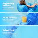 SLOOSH Premium Inflatable Pool Floats Lounger Adult, Fabric Pool Floaties Lounge with Cup Holders Backrest Recliner for Pool Party