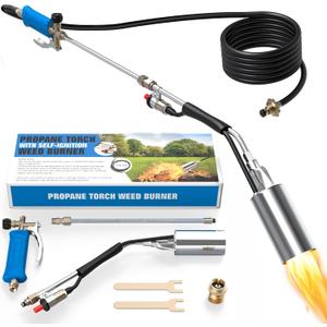 Propane Torch Weed Burner, Weed Torch with 11.5FT Hose, 1,800,000 BTU Blow Torch for Weed with Flame Control Turbo Trigger Push Button Igniter, Flamethrower for Roof Asphalt, Snow Melting (Blue)
