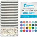 Turkish Beach Towel Oversized - 39"x71" Quick Dry Sand Free Thin Beach Towels for Adults,Extra Large Cotton Lightweigh Travel Towel for Beach Accessories (Black)