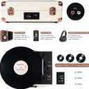 Turntable Vinyl Record Player 3-Speed Suitcase Portable Belt-Driven Record Player with Built-in Speakers RCA Line Out AUX in Headphone Jack Vintage White