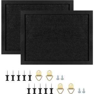 TORASO Cork Board Bulletin Board, Cork Boards for Walls with Pins, Eye Bolts, gaskets, Screws, Pin Board for Office, School and Home (All Black, 11x14.5 - 2p)