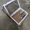 Foldable Wooden Freestanding Dog Gate - 32" H, 3 Panels, Stairs/Doorways, Support Feet Included, White