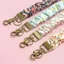 4 Pcs Stretchy Scrunchie Lanyard for ID Badge Lanyard Elastic Neck Key Chain Stretchy Lanyard for Teacher Nurse School Office