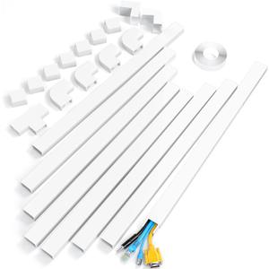 Yecaye 125" Large Cord Hider - Paintable Cord Cover Wall Cable Management System - PVC Wire Hide - Cable Raceway Kit for Wall Mount TV Office Home, 8X L15.7 W1.18 H0.67, CMC03-3017, White