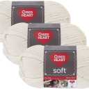 RED HEART Soft Yarn, Off-White (Pack of 3)
