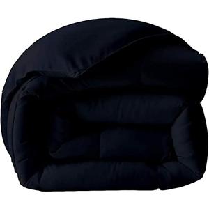 Luxurious Solid Black Alaska King Size Comforter 500 GSM for All Season Light Weight Fluffy Microfiber Fill - Box Stitch Quilted 600 TC Organic Cotton Cover - Duvet Insert for Alaska King(120"X120")