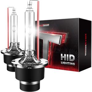Torchbeam D2S D2R HID Bulbs, 400% Brightness, 35W Xenon Headlight Bulbs, 6000K Diamond White HID Lights, Metal Snap Ring and Base, 5 Minutes Installation, Pack of 2