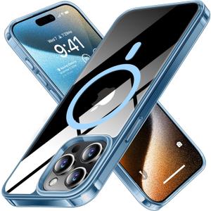 TORRAS Magnetic for iPhone 15 Pro Max Case, [Compatible with MagSafe] [Non-Yellowing] 12FT Military Grade Drop Tested Slim Protective Anti-Scratch Cover, Guardian Series, Crystal Clear Blue 6.7"