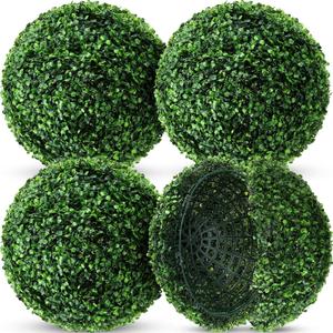 Hotop 4 Pcs 19 Inch Artificial Plant Topiary Ball 4 Layers Garden Spheres Boxwood Balls Artificial Topiaries Spheres Decorative Plants for Backyard, Balcony, Garden, Indoor Outdoor Decor(Green)
