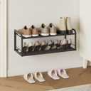 Wall Mounted Shoe Rack, Carbon Steel Shoe Organizer with Removable Oxford Cloth, Non-Slip Space-Saving for Entryway Closet Bedroom, Black (Black 1 Pcs)