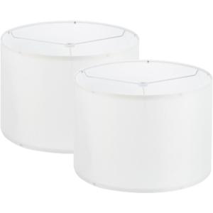PATIKIL Drum Lamp Shades Set of 2, 13"x13"x9" Linen Round Lamp Shade for Table Lamps Easy Assembly Lampshade for Table Lamps Floor Lamps Bedside, White (White)